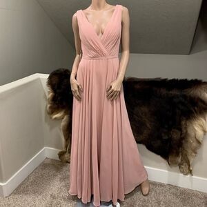 A-Line V-neck Floor-Length Chiffon Bridesmaid Dress
